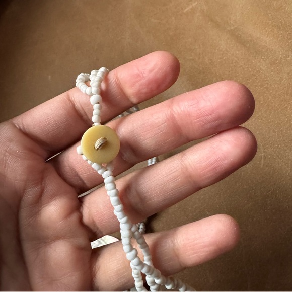 Vintage Iridescent Spiral Shell Pendant Necklace mother of pearl abalone beaded - Picture 6 of 8